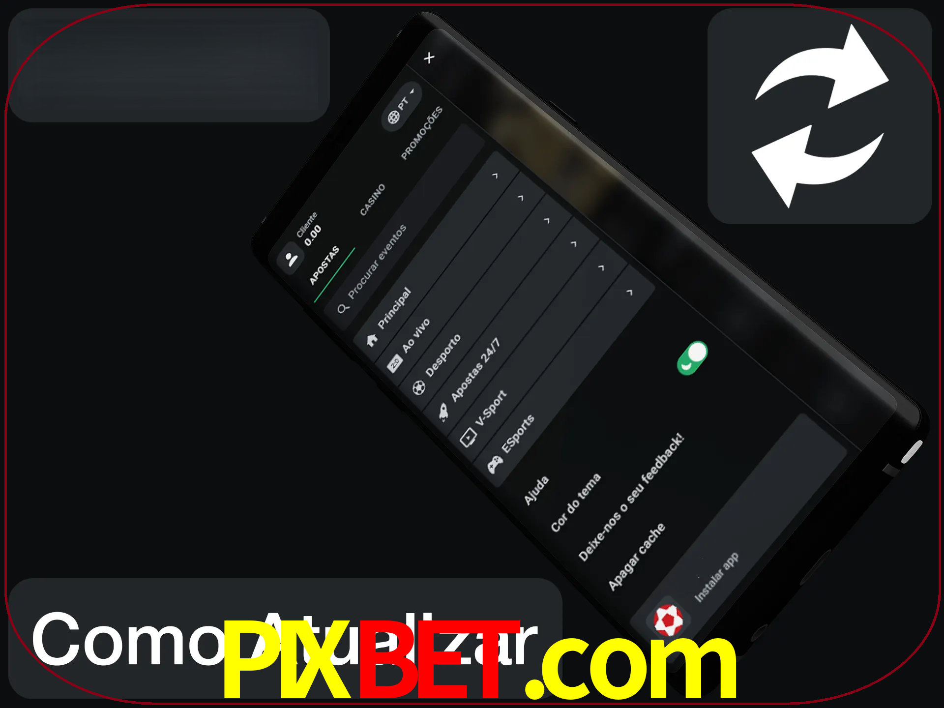 O aplicativo é atualizado automaticamente quando você faz o login.