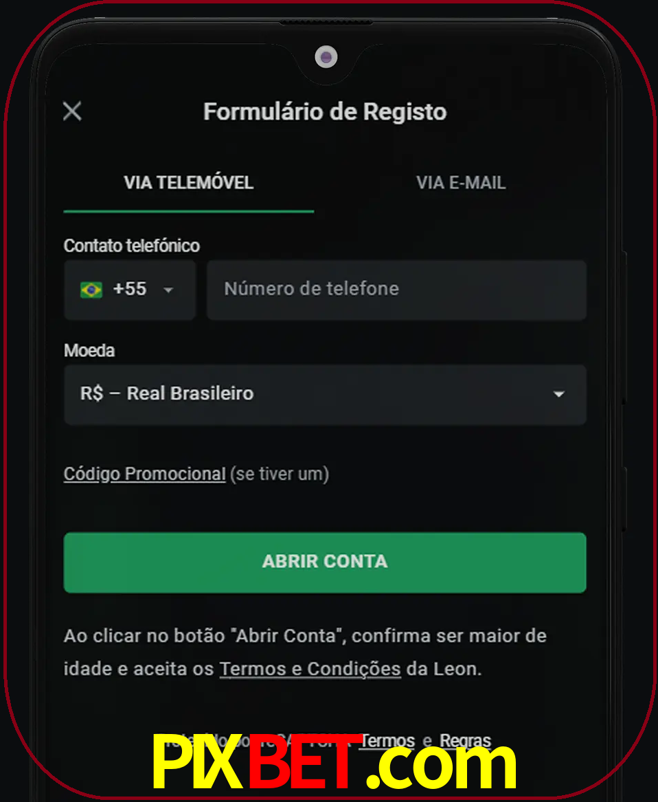 Abra o aplicativo e inicie o processo de registro.